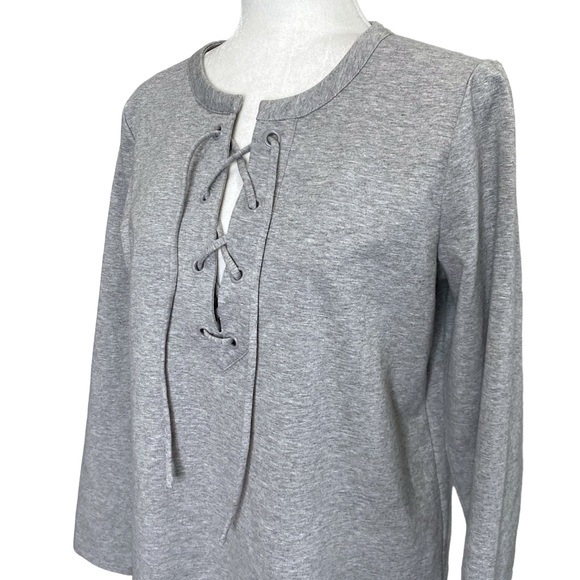 J. Crew Mercantile Heather Gray Lace Up Tunic Sweatshirt Mini Dress Women's - Picture 6 of 11